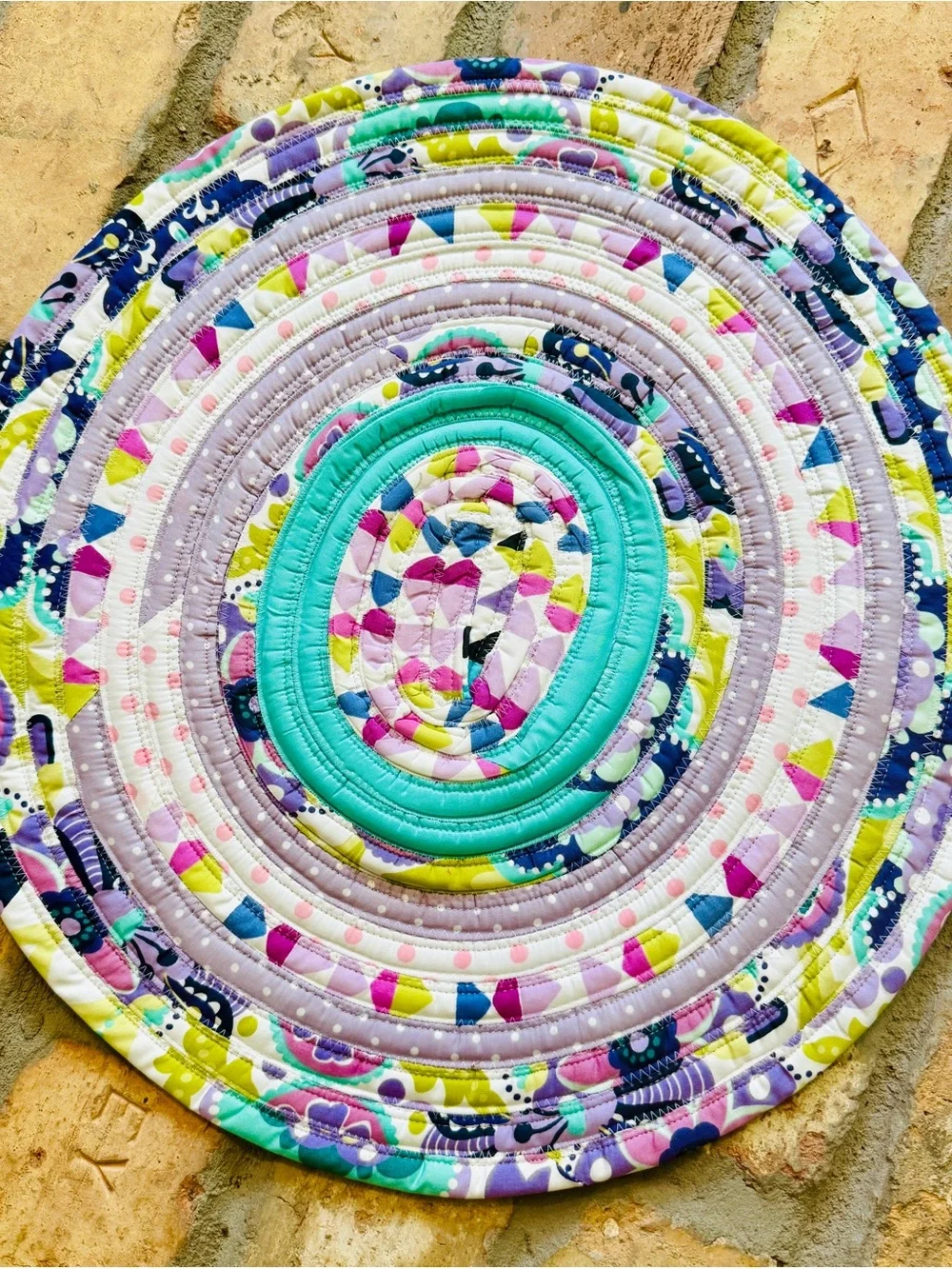 Service Dog Settle Mat Jelly Roll Rug Handmade Pet Cat Mat 18 in round